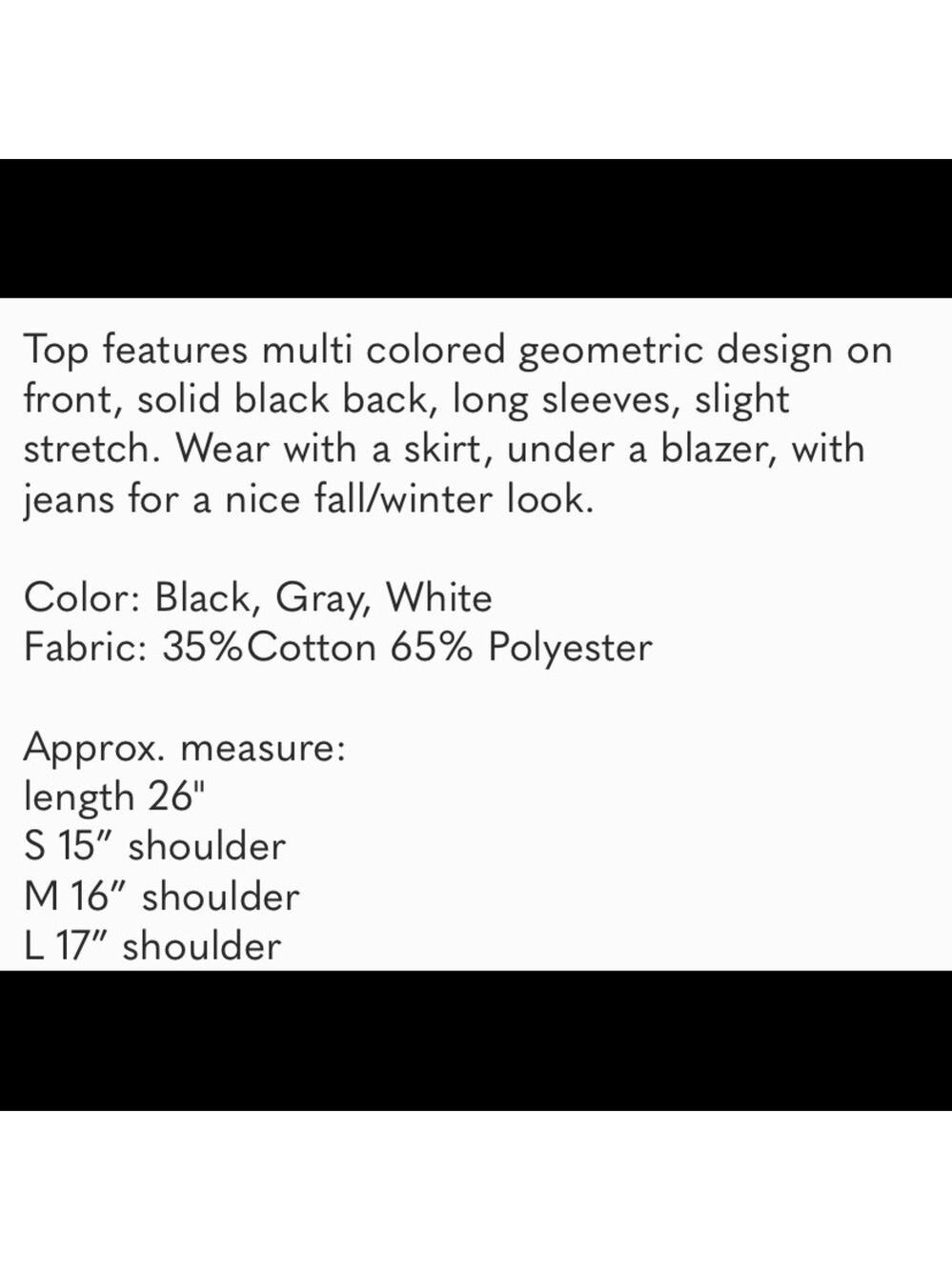 Neutral Color Block Geometric Long Sleeve Top Asymmetrical Neck - Picture 10 of 12